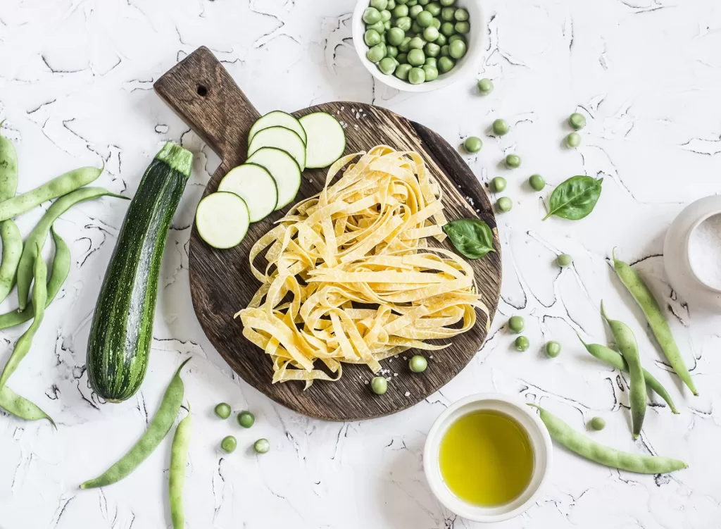 zucchini pasta peas starches